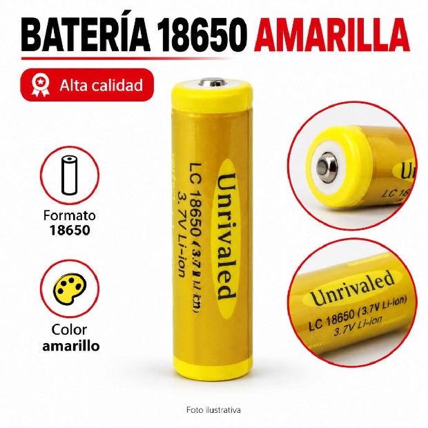 &ua BATERIA 18650 AMARILLA ALTA CALIDAD (920)